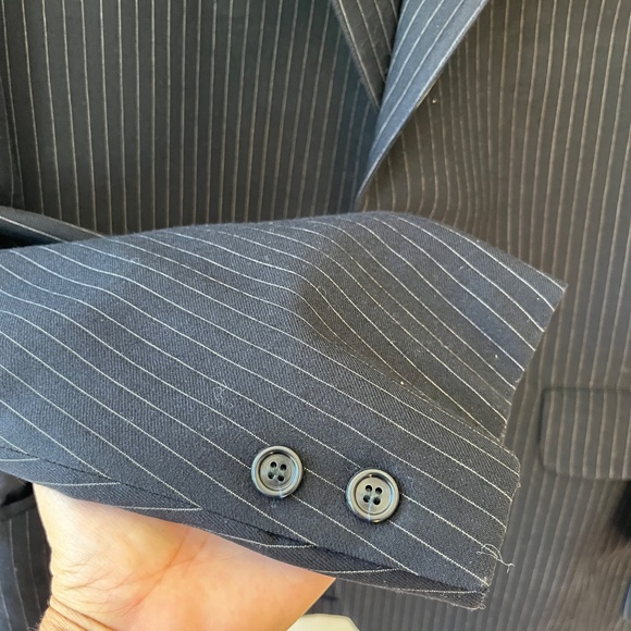 Brooks Brothers 346 Blue Striped 46R Suit Blazer Lined Pockets 3 Buttons - Picture 6 of 13